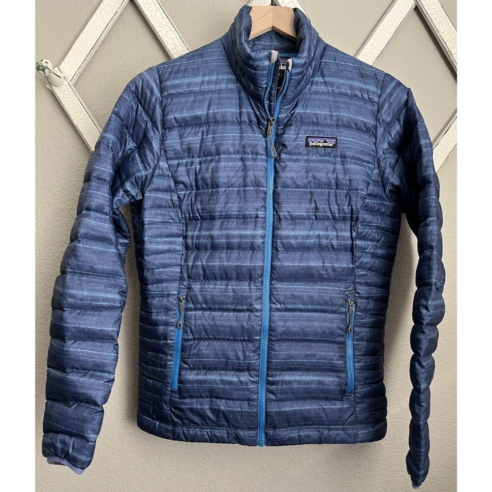 Patagonia Women's S Down Sweater Puffer Jacket 84683 - Blue Stripe
